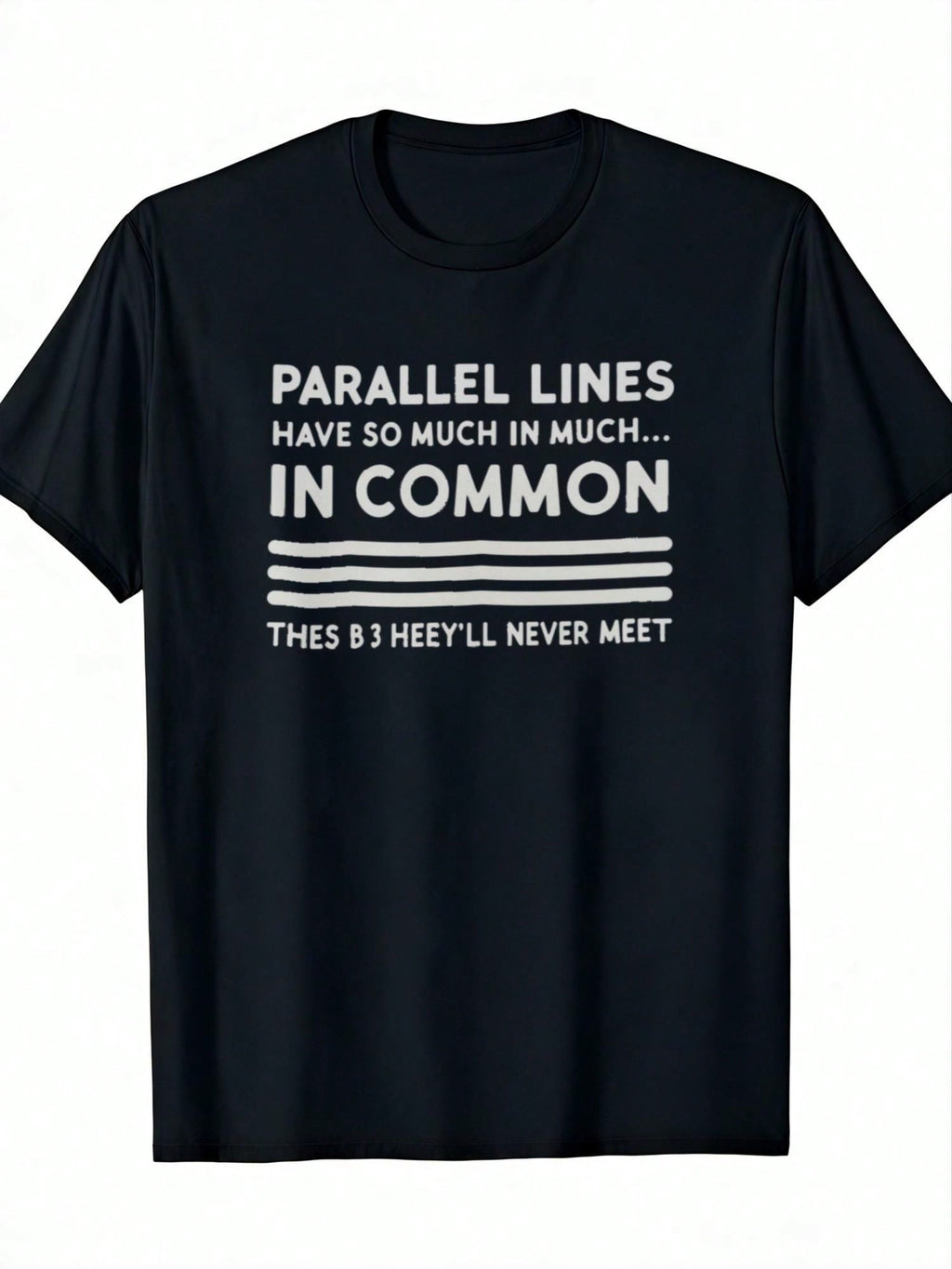 Men's Funny Graphic T-Shirt - 100% Cotton Short Sleeve Crewneck Tee With Parallel Lines Humorous Print, Black With White Text - Casual Casual Attire & Halloween Gift For Teachers, Machine Washable, Funny T Shirts, Teacher Appreciation, Playful Design, Com