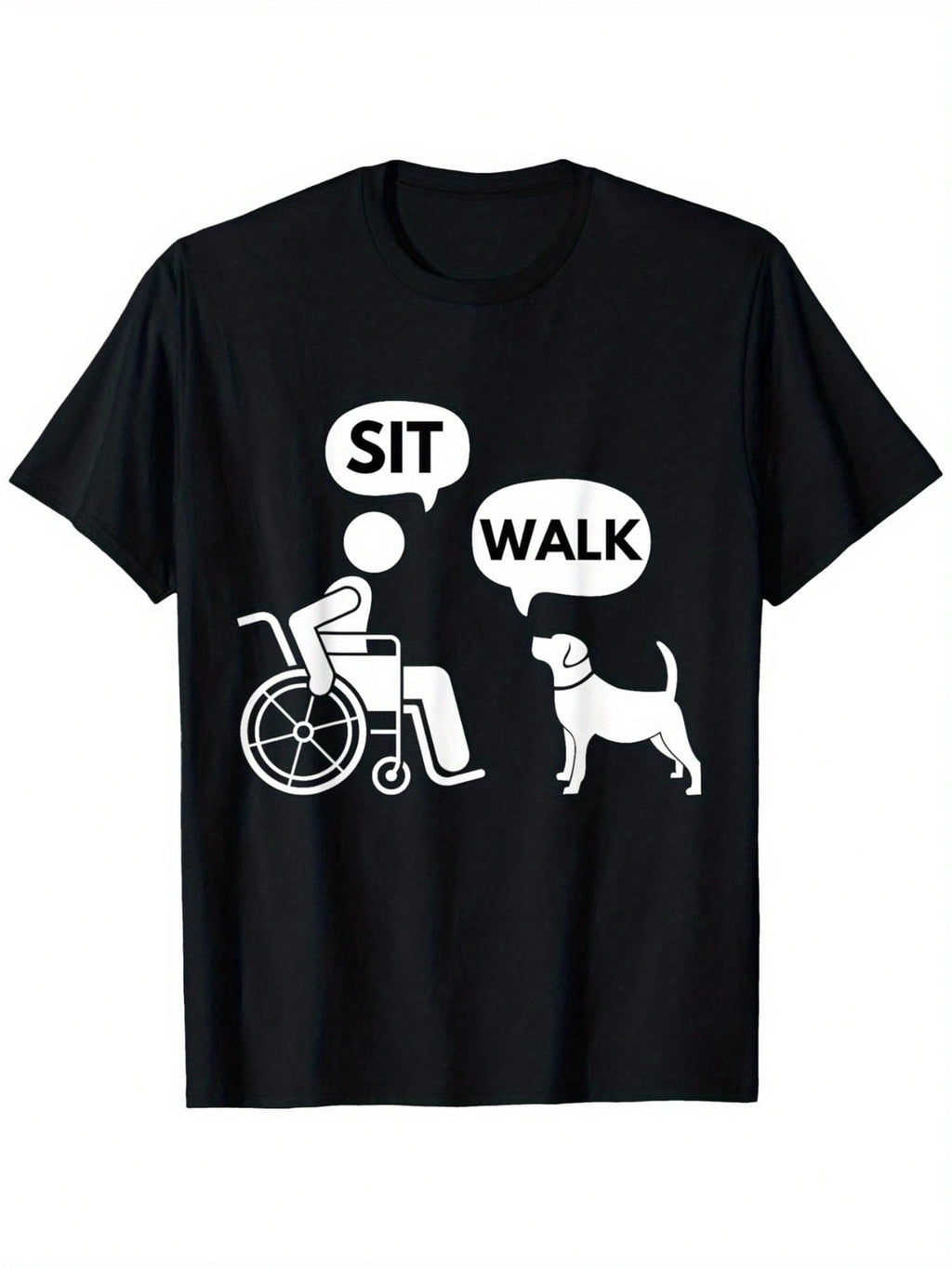 Funny 'Sit Walk' Graphic Tee For Men - 100% Cotton, Comfort Fit With Taped Shoulders & Hem, Perfect For Daily Wear & Outdoors,100% Pure Cotton Short Sleeved Shirt, Essential For Summer And Spring, Loose Casual Round Neck, Men's Letter Printed T-Shirt