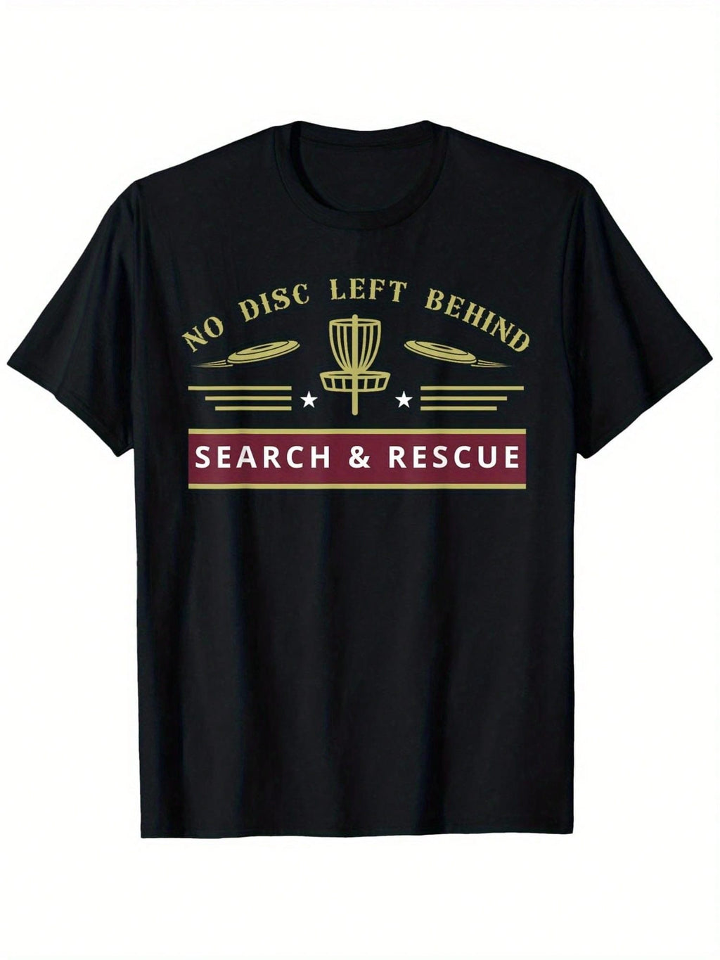 Men's Search & Rescue Disc Golf T-Shirt - Breathable, Black Crew Neck With Flying Disc Graphic, Sizes S-XXXL - Ideal For Golfers, Sports Tshirtflying Disc ThemedLightweight Fabric,100% Pure Cotton Short Sleeved Shirt, Essential For Summer And Spring, Loos