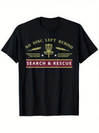 Men's Search & Rescue Disc Golf T-Shirt - Breathable, Black Crew Neck With Flying Disc Graphic, Sizes S-XXXL - Ideal For Golfers, Sports Tshirtflying Disc ThemedLightweight Fabric,100% Pure Cotton Short Sleeved Shirt, Essential For Summer And Spring, Loos