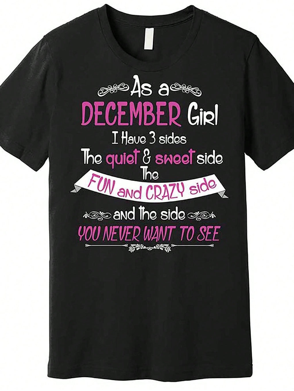 December Sweet But Crazy Funny Birthday Premium T-Shirt 677376 Funny Men'S Short Sleeve Graphic T-Shirt Collection Black TT2,100% Pure Cotton Short Sleeved Shirt, Essential For Summer And Spring, Loose Casual Round Neck, Men's Letter Printed T-Shirt