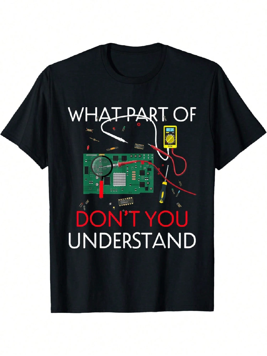 Electrical Engineer Tees Funny Shirt Electrical Engineering 100%Cotton T-Shirt,100% Pure Cotton Short Sleeved Shirt, Essential For Summer And Spring, Loose Casual Round Neck, Men's Letter Printed T-Shirt