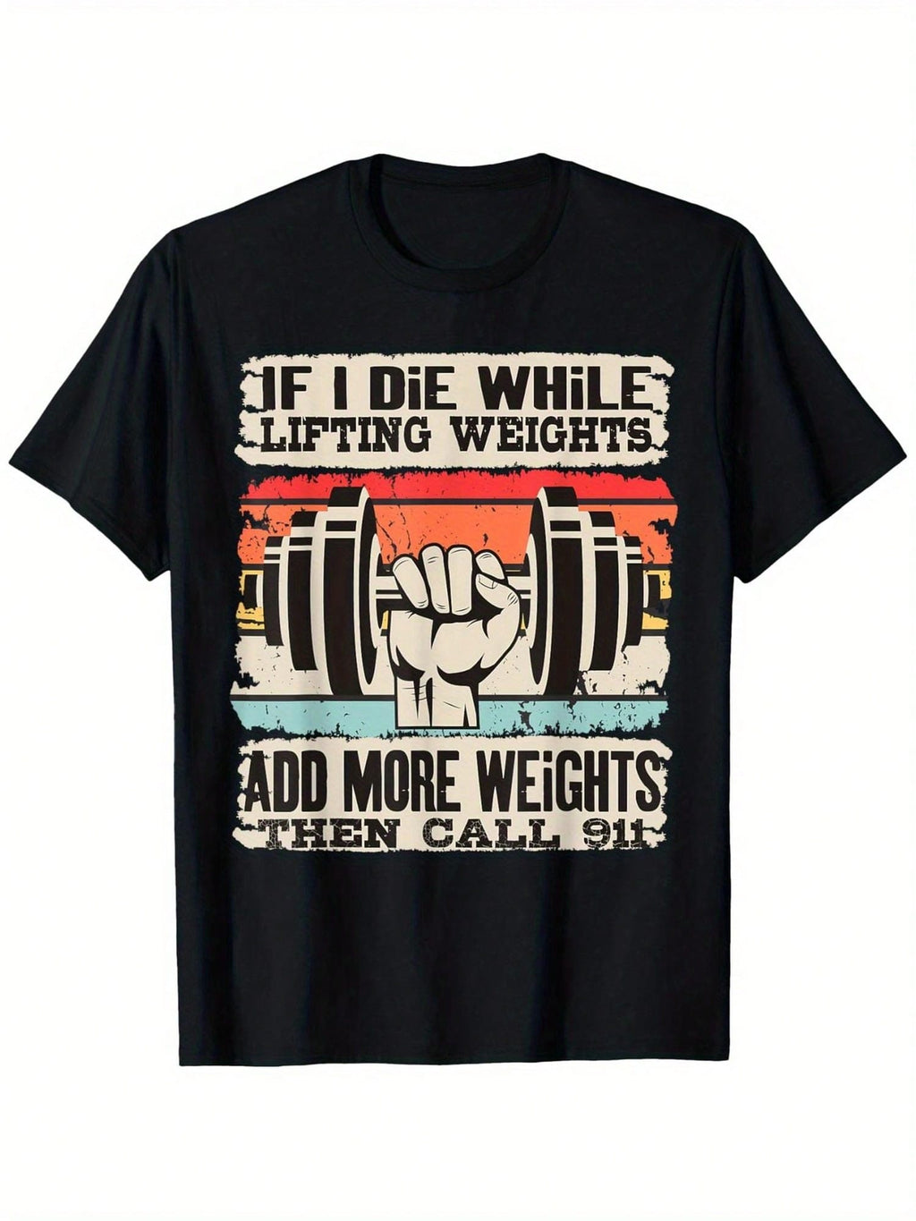 Funny 'If I Die While Lifting Weights' Gym T-Shirt - Unisex Cotton, Casual Round Neck, Short Sleeve With Slight Stretch, 100% Cotton, S-XXXL, Black With Weightlifting Graphic & Text Design,100% Pure Cotton Short Sleeved Shirt, Essential For Summer And Spr