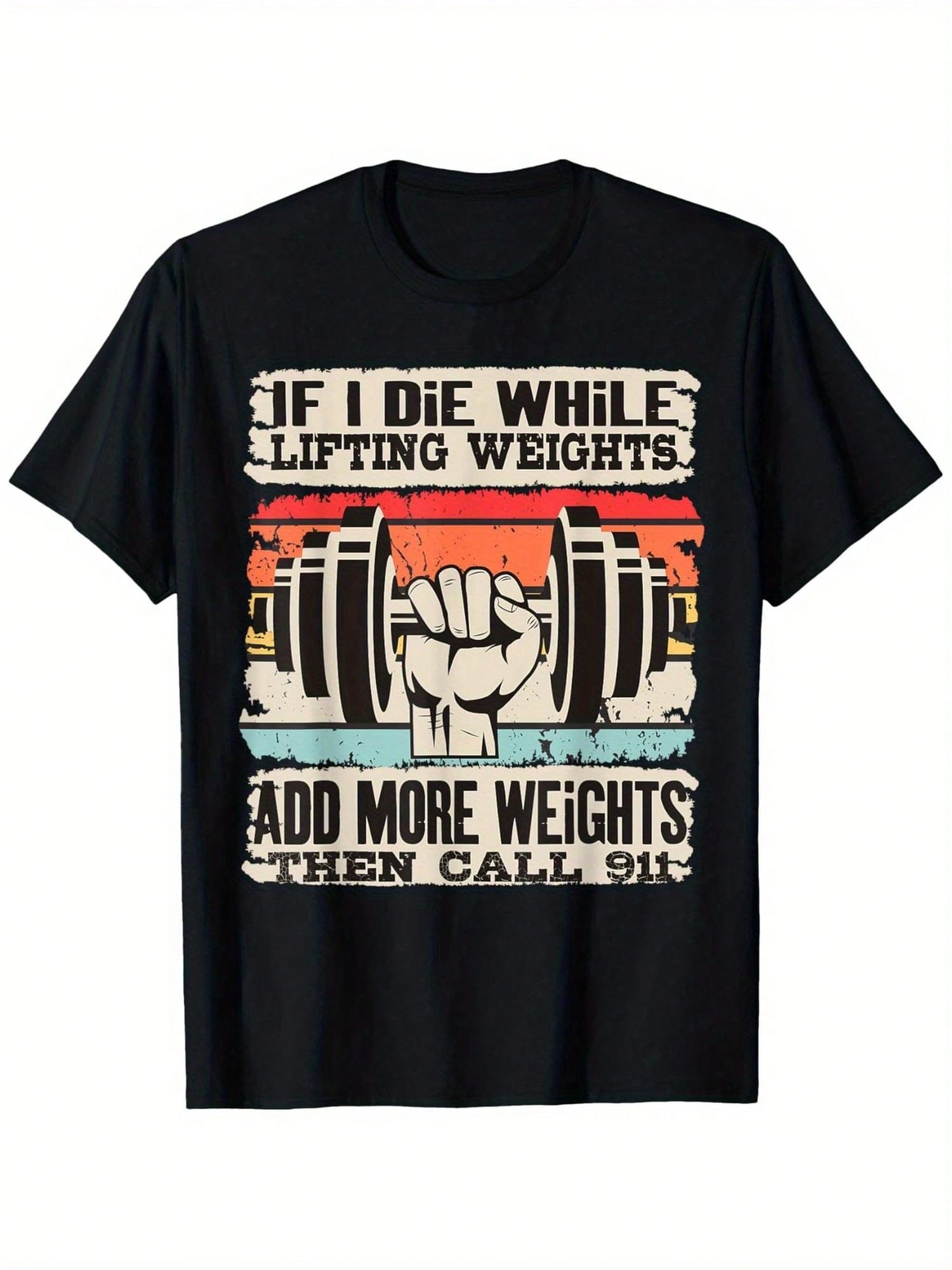 Funny 'If I Die While Lifting Weights' Gym T-Shirt - Unisex Cotton, Casual Round Neck, Short Sleeve With Slight Stretch, 100% Cotton, S-XXXL, Black With Weightlifting Graphic & Text Design,100% Pure Cotton Short Sleeved Shirt, Essential For Summer And Spr