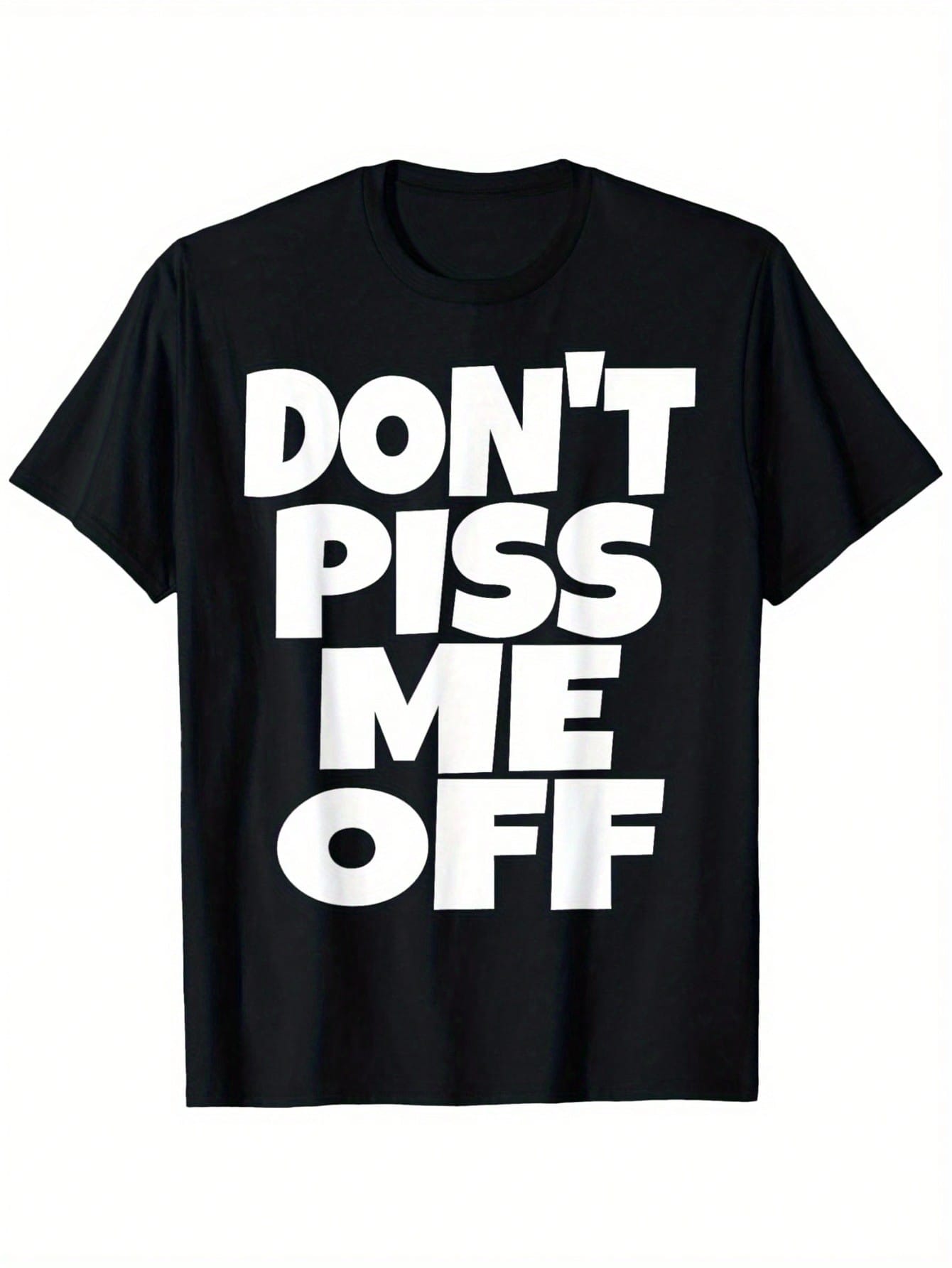 Don't Piss Me Off Graphic T-Shirt – Funny Sarcastic Men's Casual Summer Tee, Smooth Cotton Fabric, Crew Neck, Black With Bold White Lettering, Lightweight & Comfortable For Casual Attire,100% Pure Cotton Short Sleeved Shirt, Essential For Summer And Sprin