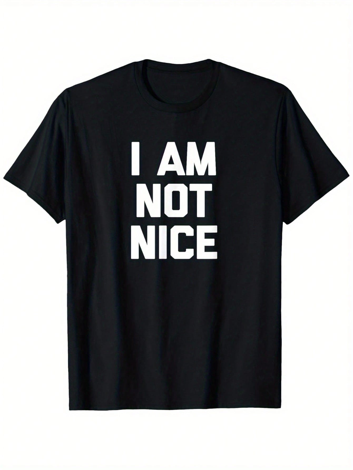 I Am Not Nice Sarcastic Graphic T-Shirt For Men - 100% Cotton Crew Neck Casual Summer Tee With Bold White Print, Slightly Elastic Comfort Fit, Machine Washable (Sizes S-XXXL), Outdoor Clothing, Edgy Fashion, Humorous Shirt, Slight Elasticity,100% Pure Cot