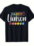 Cute Parent Liaison T-Shirt220g T-Shirt, 100% Cotton T-Shirt Gift, Unisex, Hot Selling Items, Soft, Breathable, Lightweight - Crew Neck, Regular Fit - Machine Washable, Comfortable Cotton Crew Neck Short Sleeve Graphic Print T-Shirt, Black, Sizes S To XXX