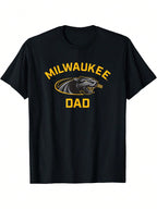 UW Milwaukee Panthers Dad T-Shirt - Milwaukee Panthers Dad Graphic Tee, Black With Yellow Lettering - -Milwaukee School Spirit Apparel Gift For Fathers - Machine Washable Casual Shirt, Classic Crew Neck, Digital Heat Transfer