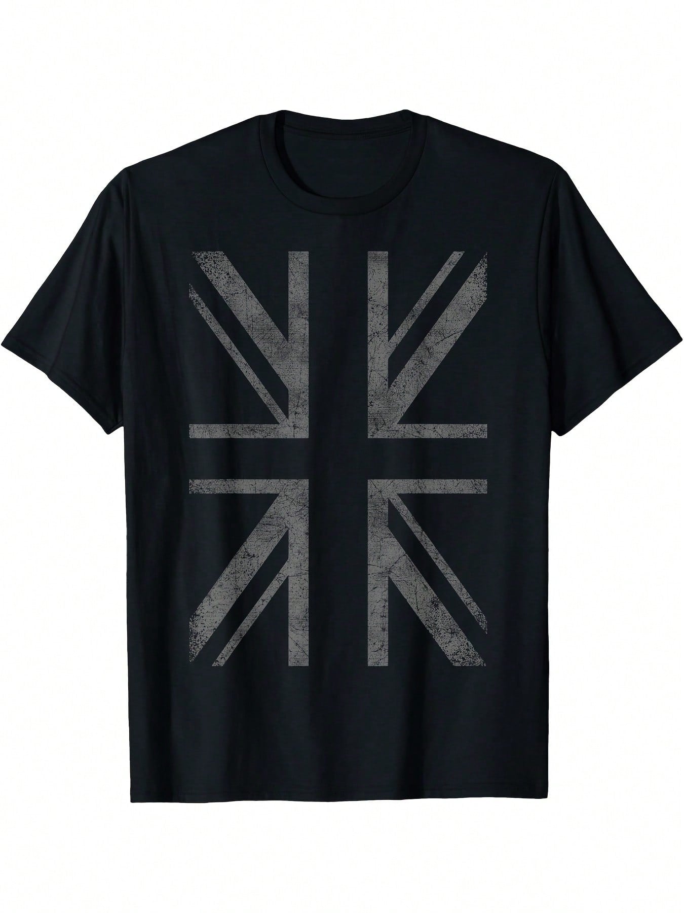 Vintage Union Jack British Flag T-Shirt - Distressed White Print Retro UK Design, 100% Breathable Fabric, Classic Round Neck Short Sleeve Casual Tee For Men & Women, All-Season Comfort Fit (Machine Washable)