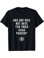 Funny Saag Paneer Lover T-Shirt -  Curry Foodie Tee With ABS Pun - Black Shirt For Desi Restaurants, Casual Wear - Regular Fit Adult Apparel, Humorous Clothing, Bold Text Design, Short Sleeve Shirt