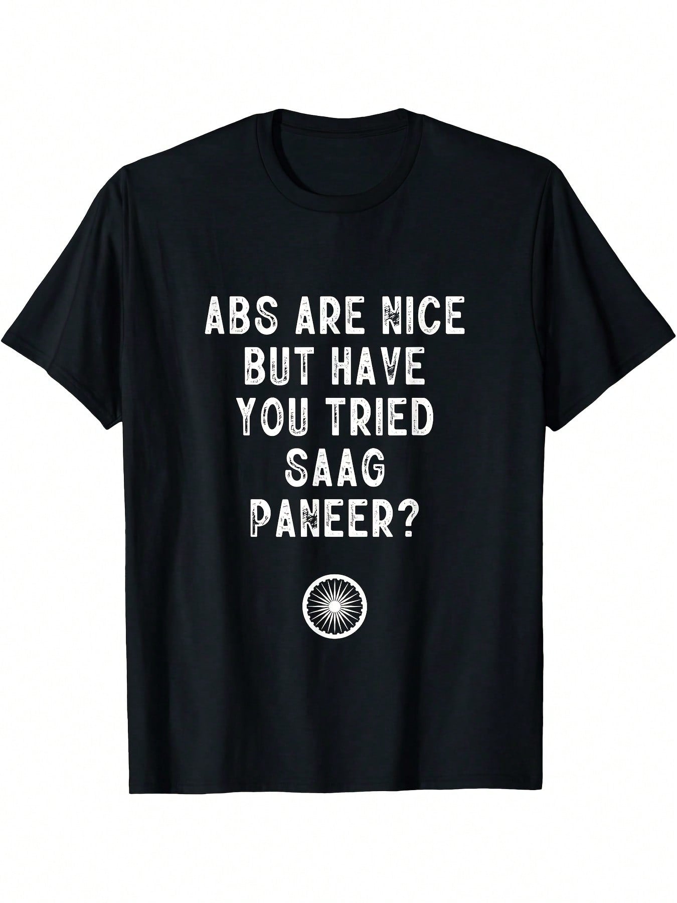 Funny Saag Paneer Lover T-Shirt -  Curry Foodie Tee With ABS Pun - Black Shirt For Desi Restaurants, Casual Wear - Regular Fit Adult Apparel, Humorous Clothing, Bold Text Design, Short Sleeve Shirt