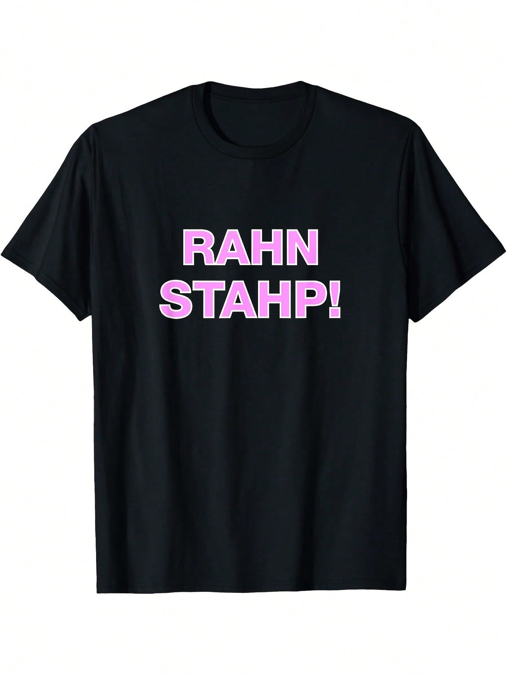 Rahn Stahp Jersey Shore T-Shirt - Bold Pink RAHN STAHFP! Graphic Tee, Heavyweight Casual Shirt For Everyday & Shore Outfits, Machine Washable Streetwear Top For Adults