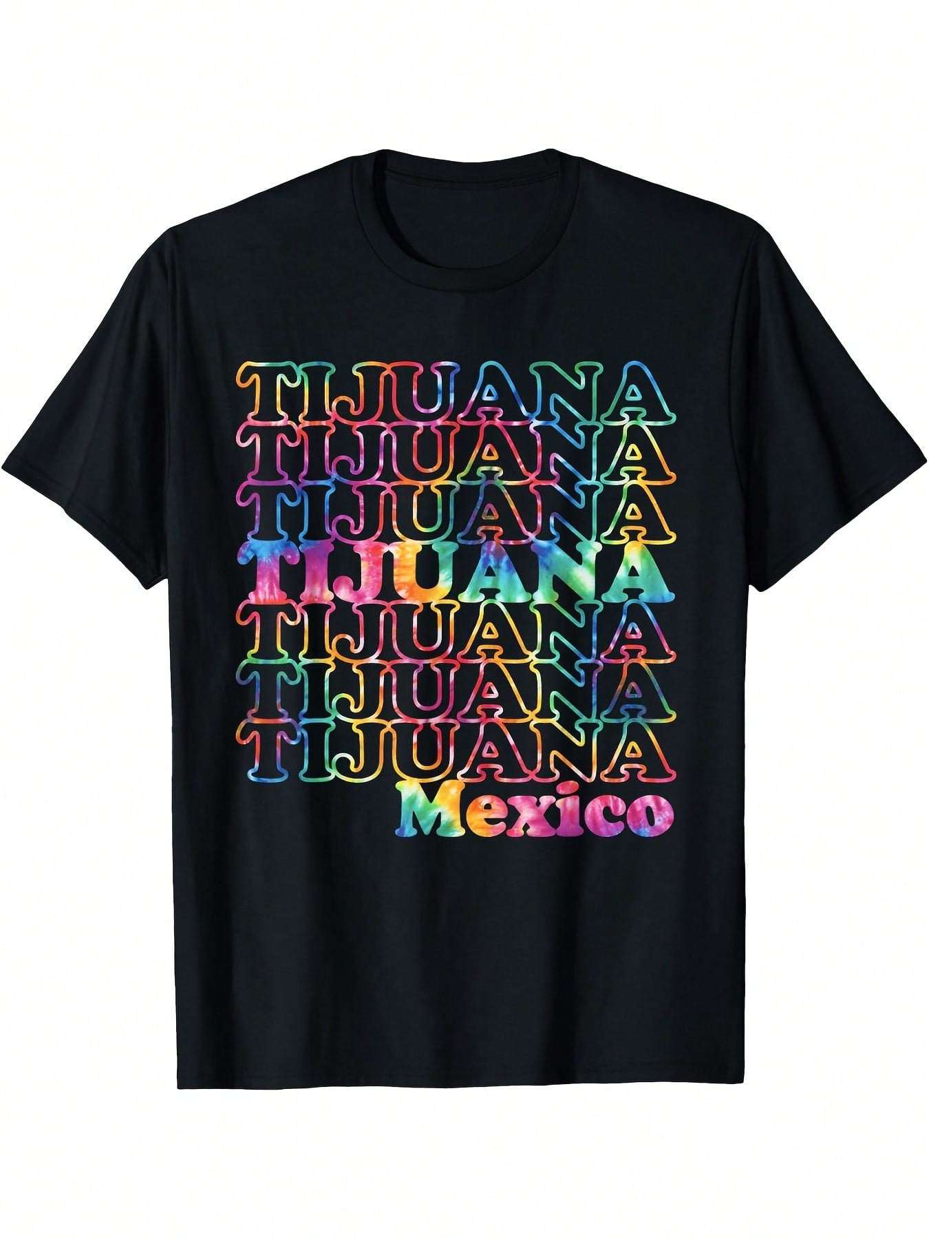 Vintage-Inspired Tijuana Mexico Tie-Dye T-Shirt - Retro Graphic Print, Casual Crew Neck, Short Sleeve, Regular Fit, All-Season Wear, Vibrant Colors, Digital Heat Transfer, Adult Sizes, Casual Wear  Vibrant Graphic Tee  Durable Print Shirt, T Shirts