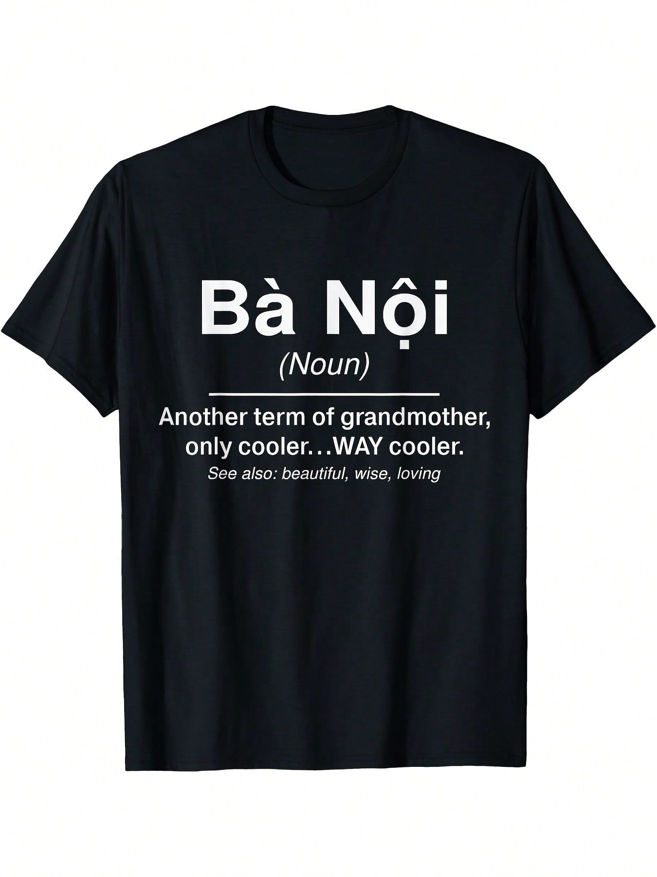 Funny Vietnamese Grandma T-Shirt - Ba Noi Definition Funny Graphic Tee, Black With White Text - Casual Everyday Shirt For Vietnamese-American Family Gifts - Machine Washable Digital Print Apparel, Humorous Clothing, Bold Text Design, Comfortable Fabric, S