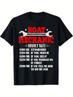 Marine Mechanic Humor T-Shirt - Boat Technician Graphic Tee With Wrench Design - Black Shirt - Nautical Apparel For Boat Owners & Marine Engineers - Casual Workplace Outfit - Funny Boat Mechanic Job Description Print, Boat T Shirt, Casual Round Neck, Dura