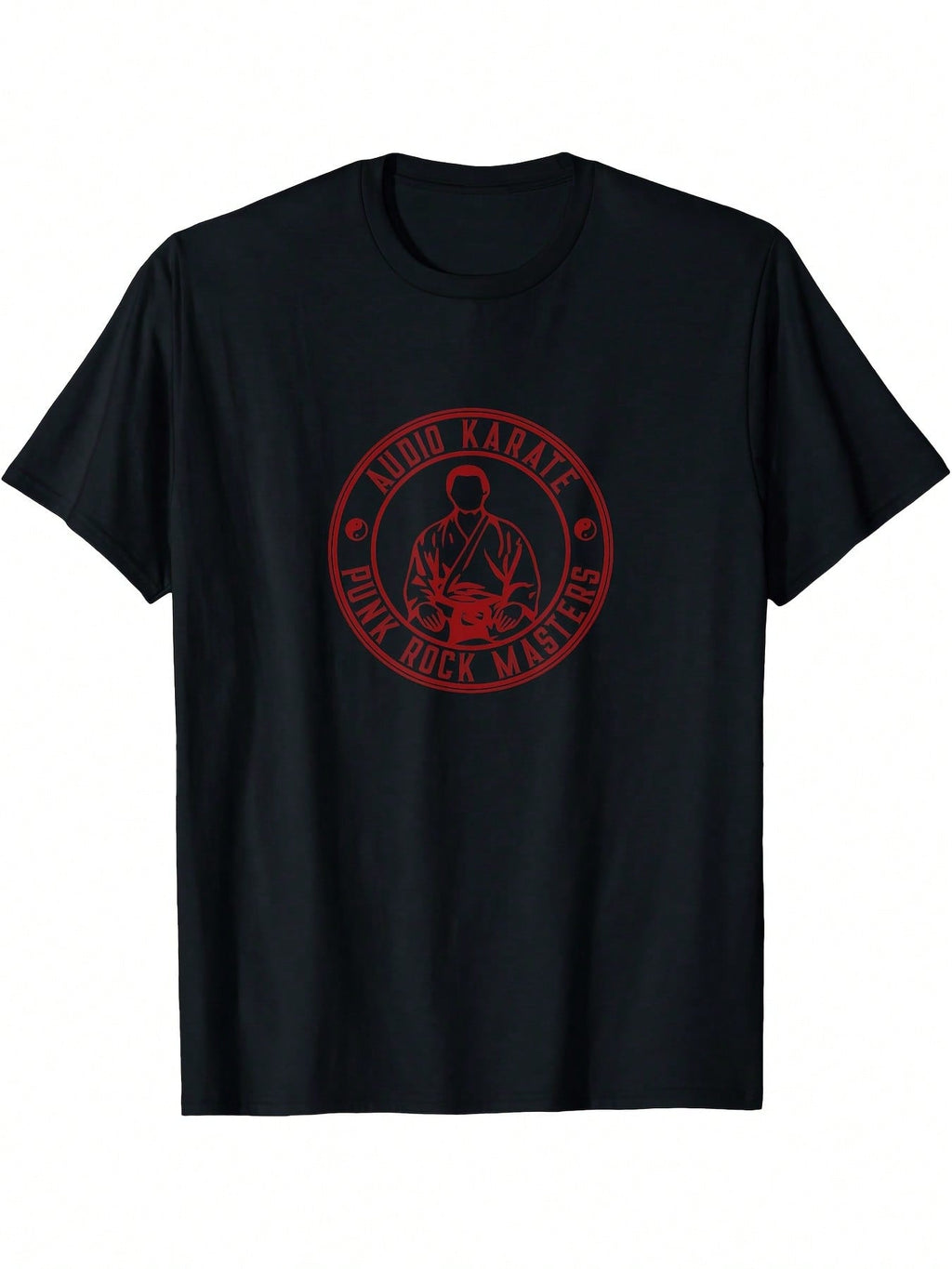 Punk Rock Masters T-Shirt - Black With Red & White Graphic Print, Casual Crew Neck Short Sleeve Tee For Adults, All-Season Comfort, Regular Fit, Digital Heat Transfer Design, Casual Wear  Graphic Tee  Comfortable Fit, Punk Accessories