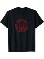 Punk Rock Masters T-Shirt - Black With Red & White Graphic Print, Casual Crew Neck Short Sleeve Tee For Adults, All-Season Comfort, Regular Fit, Digital Heat Transfer Design, Casual Wear  Graphic Tee  Comfortable Fit, Punk Accessories