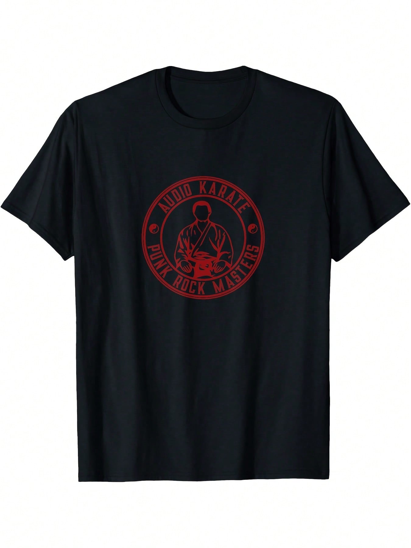 Punk Rock Masters T-Shirt - Black With Red & White Graphic Print, Casual Crew Neck Short Sleeve Tee For Adults, All-Season Comfort, Regular Fit, Digital Heat Transfer Design, Casual Wear  Graphic Tee  Comfortable Fit, Punk Accessories