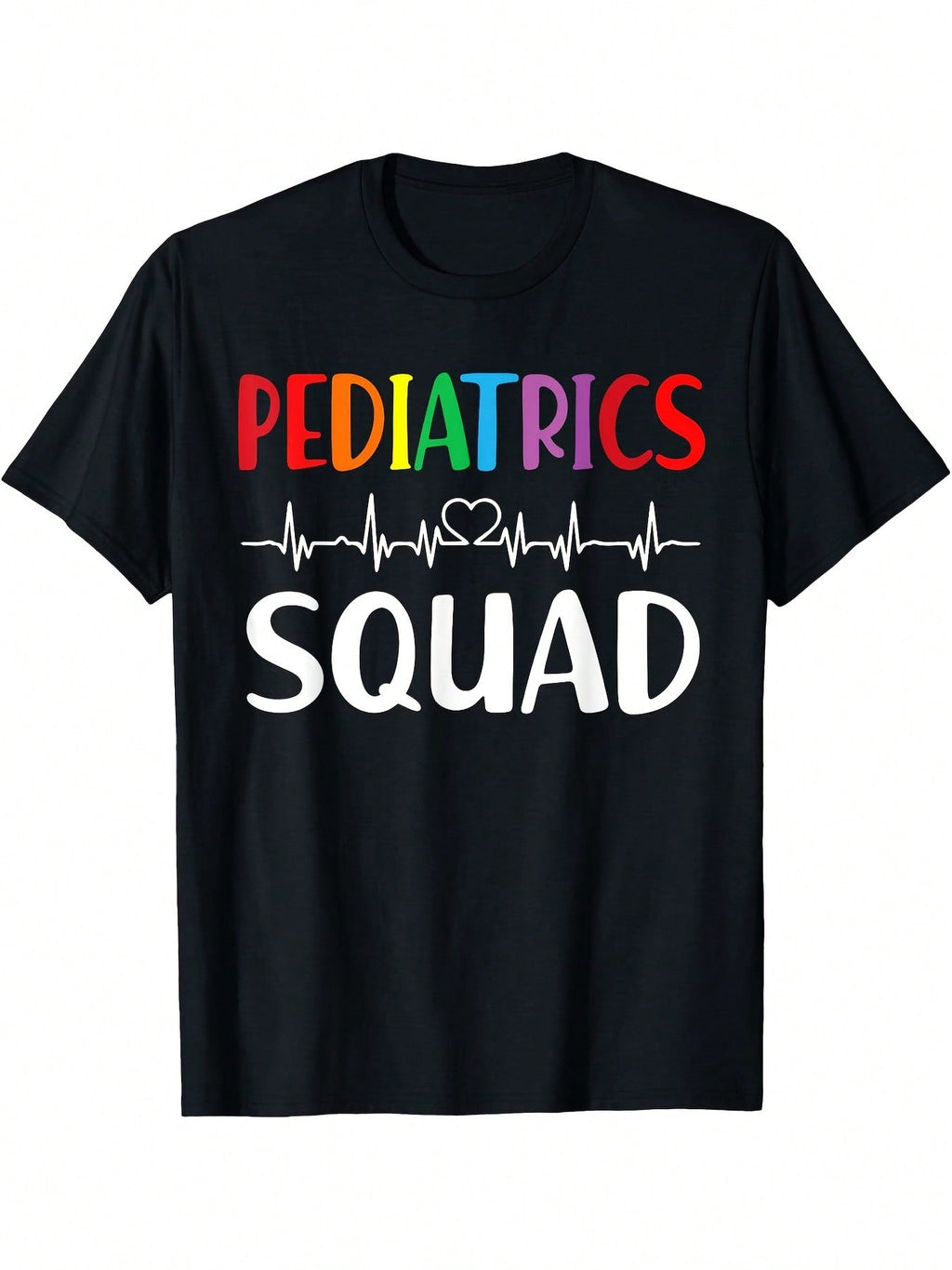 Pediatrics Squad Peds Registered Nurse T-Shirt - Pediatric Healthcare Worker Tee With Heartbeat Graphic, Black Nursing Shirt For Hospital, Clinic, Or Everyday Professional Pride - Machine Washable Medical Apparel Gift, Hospital Attire, Casual Workwear, Du