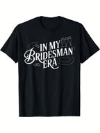Women's In My Bridesman Era Wedding Party T-Shirt - BridesmaidBachelor Party Tee With Champagne Glasses Graphic - Soft Crewneck Casual Top For Bridal Squad - Machine Washable Black Shirt (All-Season Fit), Celebration Apparel, Playful Design, Comfortable F