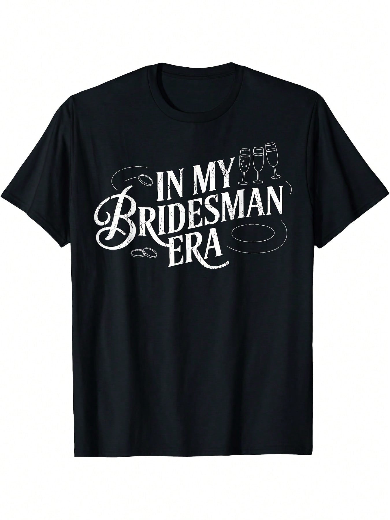 Women's In My Bridesman Era Wedding Party T-Shirt - BridesmaidBachelor Party Tee With Champagne Glasses Graphic - Soft Crewneck Casual Top For Bridal Squad - Machine Washable Black Shirt (All-Season Fit), Celebration Apparel, Playful Design, Comfortable F