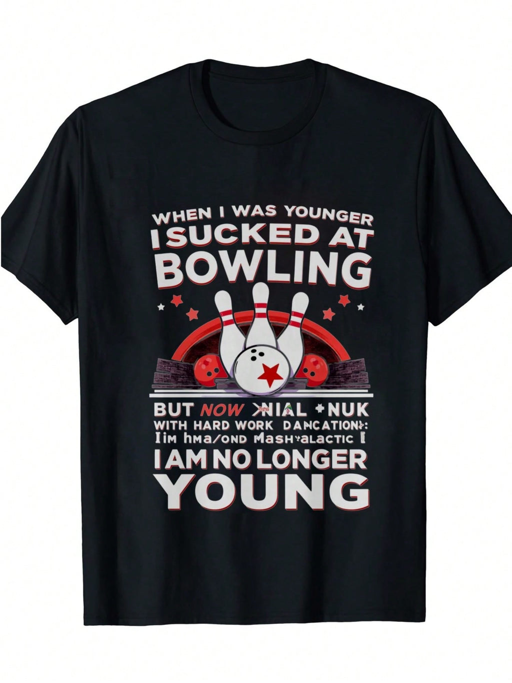 Funny Bowling T-Shirt Design Sucked At Bowling Humor Graphic Print 100% Cotton Casual Tee For Women & Men