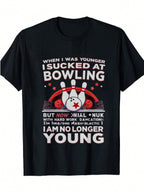 Funny Bowling T-Shirt Design Sucked At Bowling Humor Graphic Print 100% Cotton Casual Tee For Women & Men