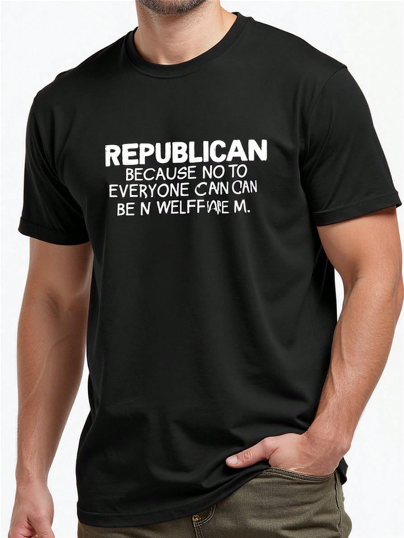 Men'S Patriotic Political Statement T-Shirt - REPUBLICAN BECAUSE NO ONE ELSE CARES ABOUT THEM Bold White Text Tee - Soft Breathable Cotton Shirt For Conservative Events, Casual Attire - Machine Washable Black Crewneck Top - Ideal Gift For  & Patriots, Hol