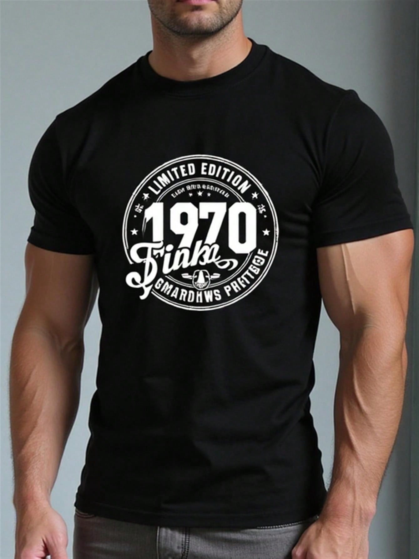 Men'S Vintage 1970 Limited Edition T-Shirt - Retro Graphic Tee With Bold White Circle Design, Soft Breathable Cotton Shirt For Casual Everyday & Special Occasions - Ideal BirthdayAnniversary Gift For Him, Summer Outfit, Classic Round Neck, Durable Print,1