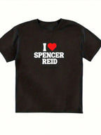 Spencer Reid Inspired TShirt 100 Cotton Crew Neck TShirt With I Love Spencer Reid Print Casual Knit Fabric Suitable For Sports And Daily Wear Medium Stretch Perfect For Christmas Halloween Spring Summer Series PLUS SIZE,100% Pure Cotton Short Sleeved Shir
