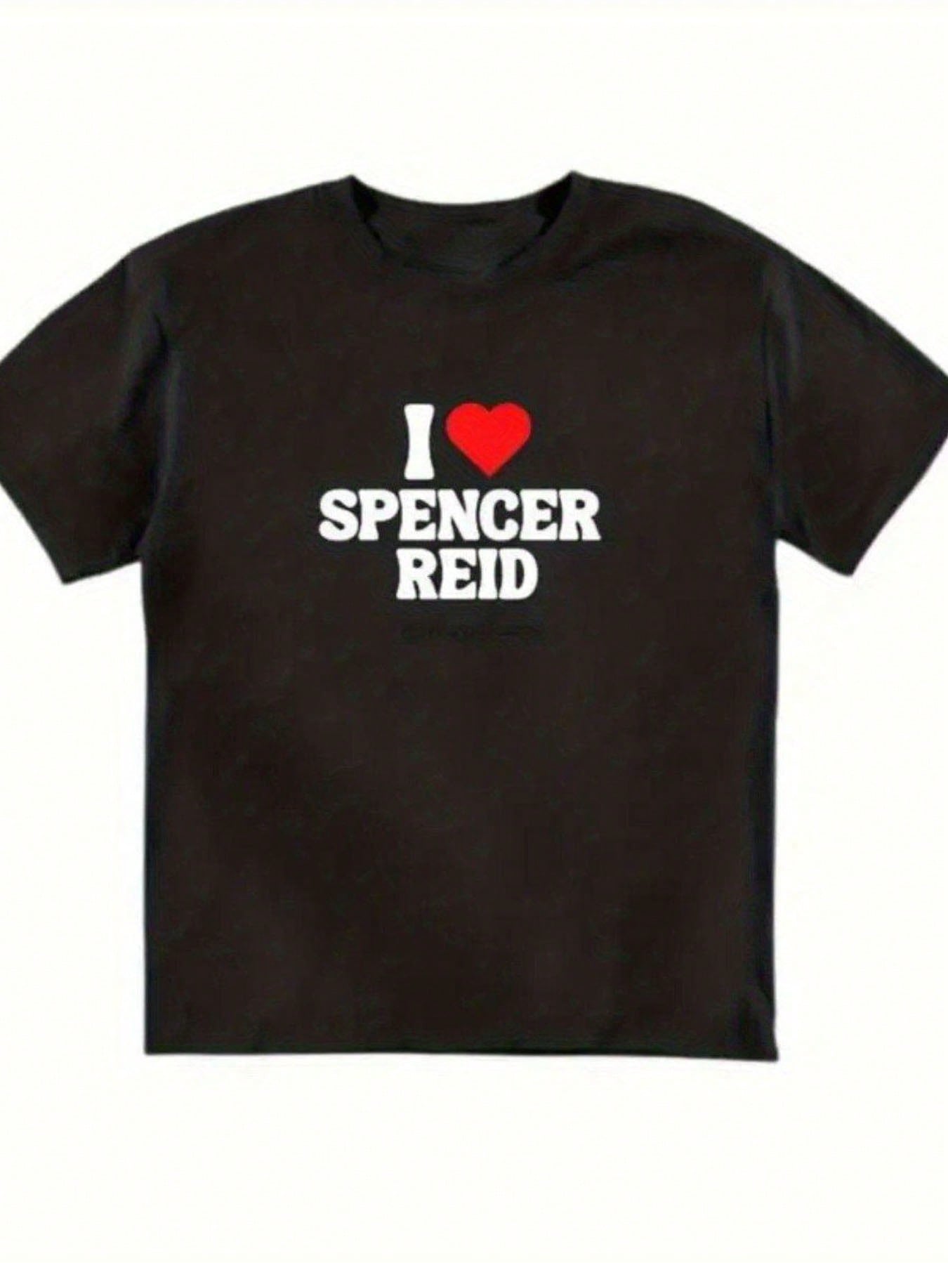 Spencer Reid Inspired TShirt 100 Cotton Crew Neck TShirt With I Love Spencer Reid Print Casual Knit Fabric Suitable For Sports And Daily Wear Medium Stretch Perfect For Christmas Halloween Spring Summer Series PLUS SIZE,100% Pure Cotton Short Sleeved Shir