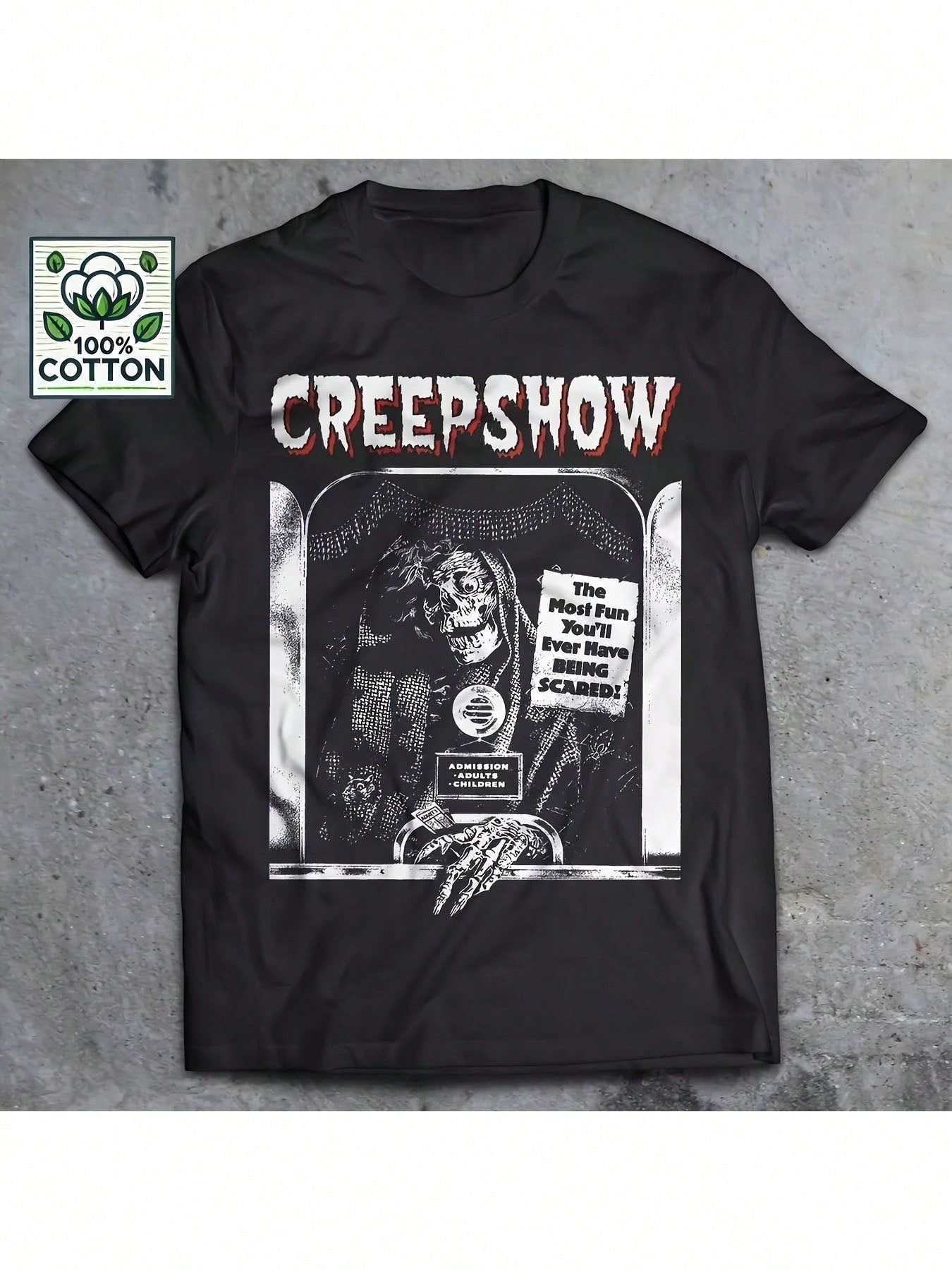 Stephen King Creepshow 1982 Horror Movie TShirt Official Zombie Design Read Em If You Dare Vintage Tee Soft Breathable Black Shirt For Men Women Retro 80s Horror Fan Gift Machine Washable Clothing Allseason Apparel Bold Geometric Pattern Regular Fit Sleev