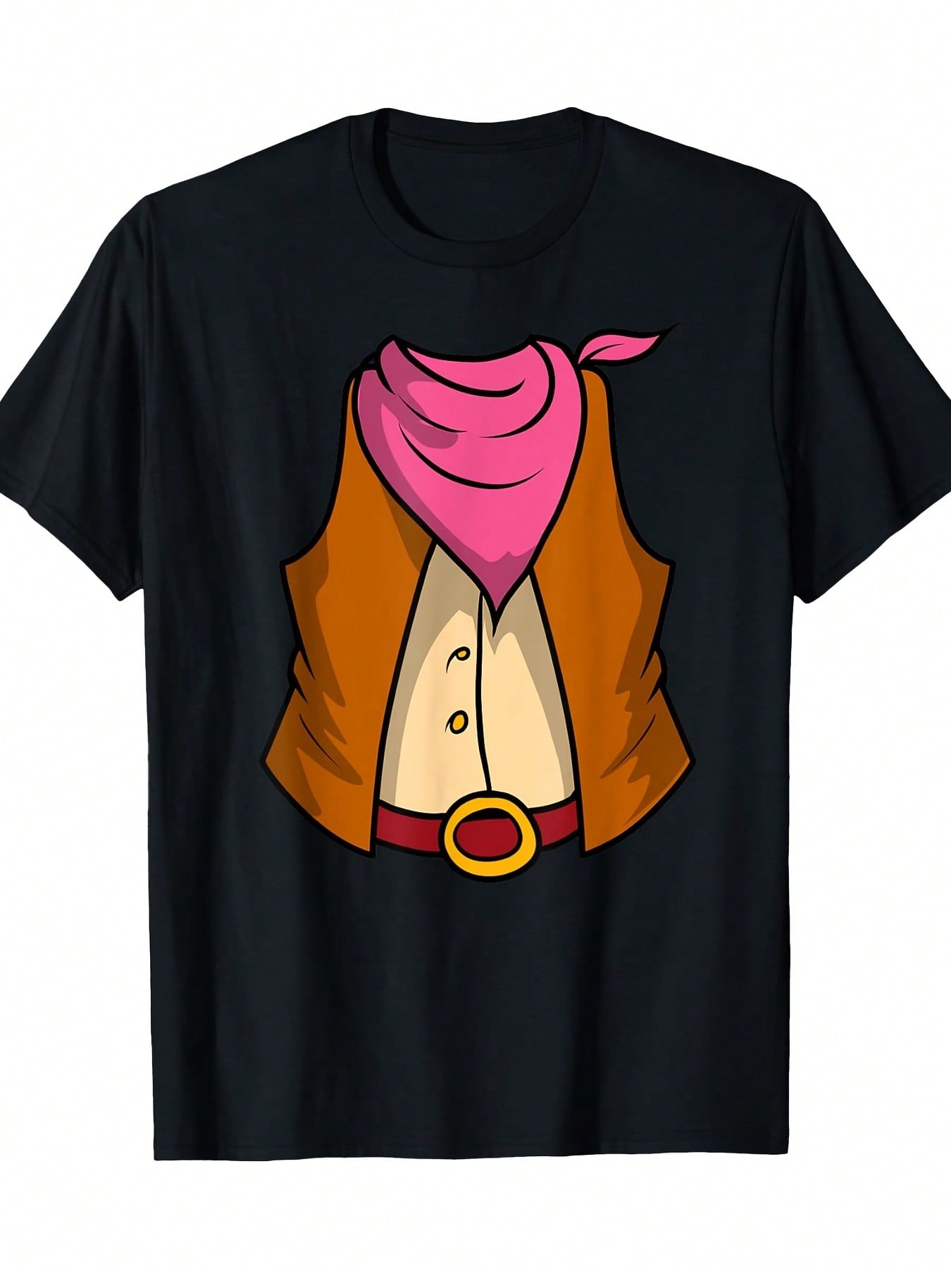 Men's Casual Denim Halloween Party Drippy T Shirt Black With Pink Headscarf Pattern 100 Cotton Short Sleeved Loose Fitting Perfect For Costume Parties And Casual Outings,100% Pure Cotton Short Sleeved Shirt, Essential For Summer And Spring, Loose Casual R