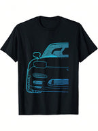 Rotary Third Gen RX Race Car T-Shirt - Black With Blue Gradient Rear Wing Graphic, Lightweight Casual Tee For Racing Fans & Japanese Car Enthusiasts - Machine Washable Motorsport Apparel, Fan Merchandise, Sporty Design, Highquality Print, Short Sleeve Shi