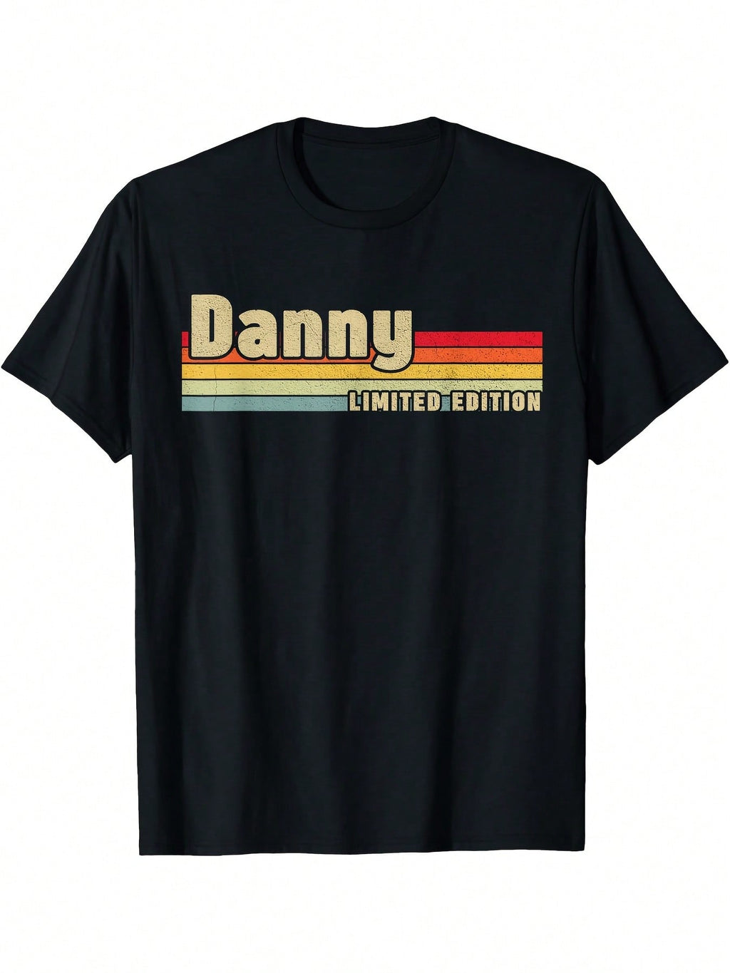 Danny First Name T-Shirt - Unisex, Black, Small, Short Sleeve, Crew Neck, Personalized Name, Humorous, Birthday, Holidays,100% Pure Cotton Short Sleeved Shirt, Essential For Summer And Spring, Loose Casual Round Neck, Men's Letter Printed T-Shirt