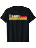 Danny First Name T-Shirt - Unisex, Black, Small, Short Sleeve, Crew Neck, Personalized Name, Humorous, Birthday, Holidays,100% Pure Cotton Short Sleeved Shirt, Essential For Summer And Spring, Loose Casual Round Neck, Men's Letter Printed T-Shirt