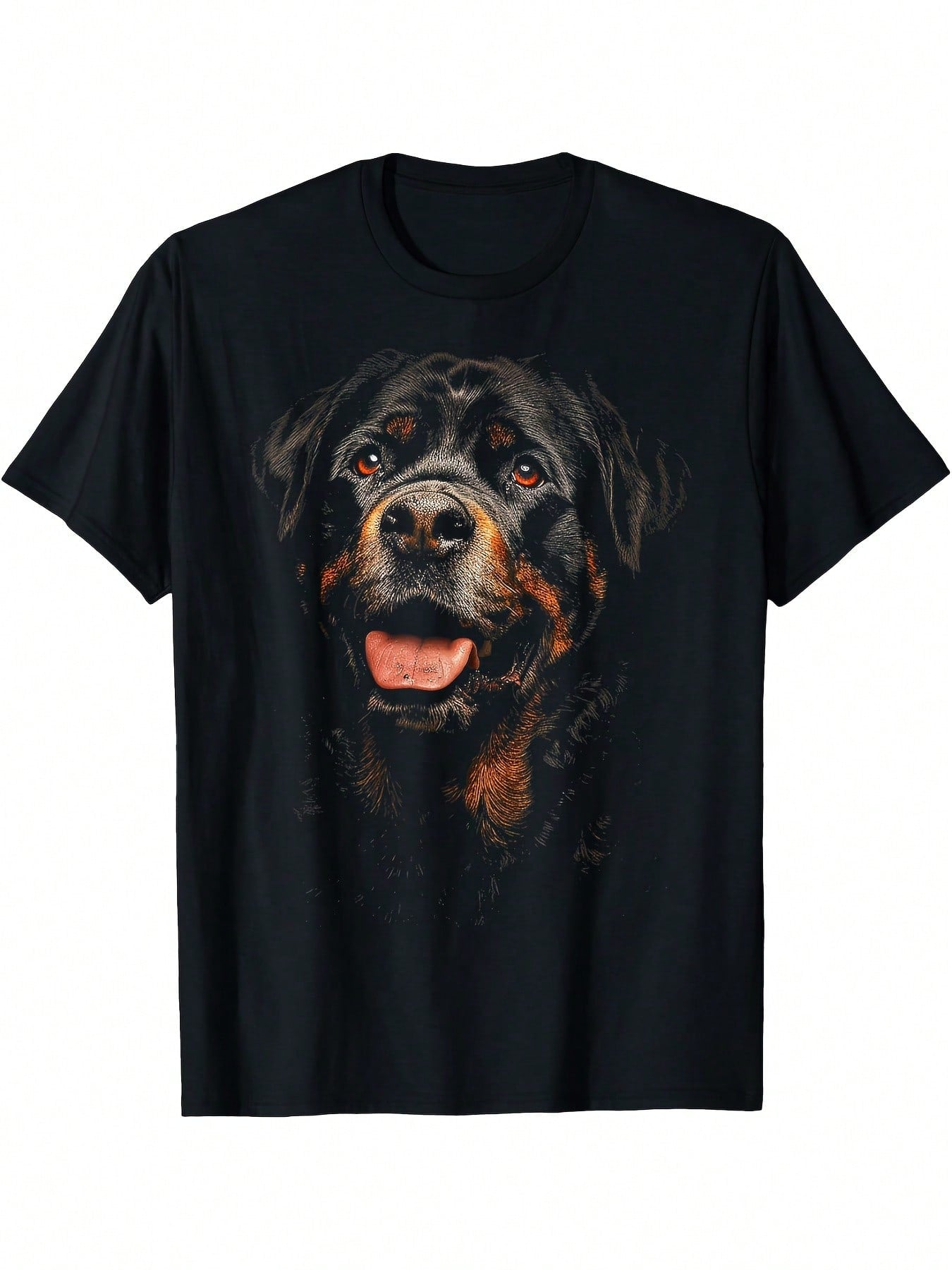 Rottweiler Dog Motif Pet Illustration Rottweiler Men Women Kids T-Shirt, Casual Wear, Animal Print Shirt, Soft Material, Dogthemed Shirt, Casual Wearers,100% Pure Cotton Short Sleeved Shirt, Essential For Summer And Spring, Loose Casual Round Neck, Men's
