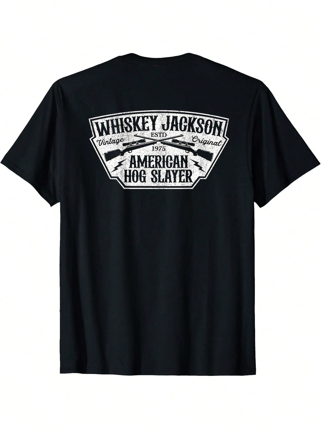 Men's & Women's Wild Hog Hunting T-Shirt - Vintage American Flag Hog Slayer Graphic Tee - Black Shirt With Crossed Rifles - Heavy Duty Boar Hunter Gift For Hunters - Machine Washable Digital Print Apparel,100% Pure Cotton Short Sleeved Shirt, Essential Fo
