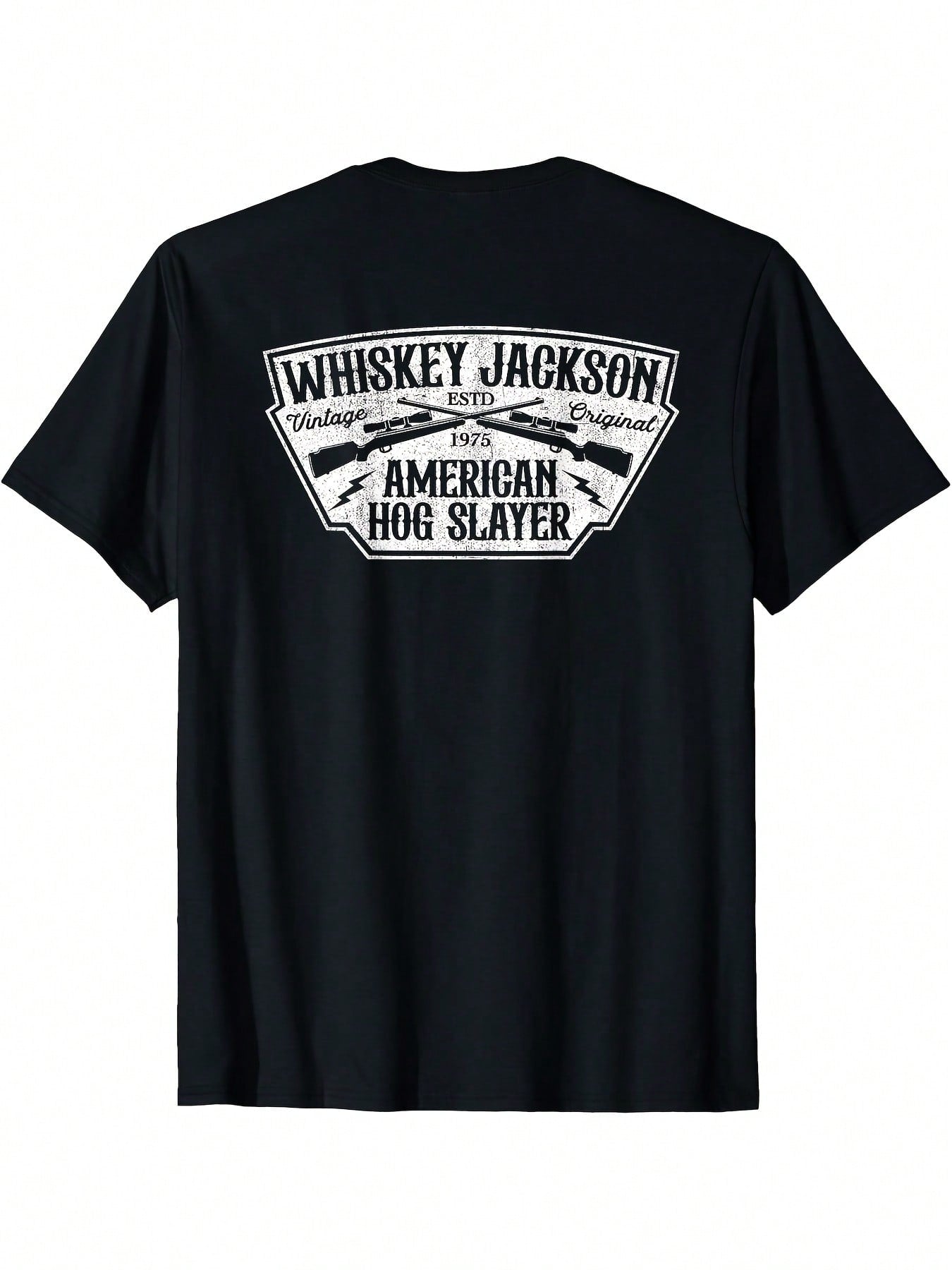 Men's & Women's Wild Hog Hunting T-Shirt - Vintage American Flag Hog Slayer Graphic Tee - Black Shirt With Crossed Rifles - Heavy Duty Boar Hunter Gift For Hunters - Machine Washable Digital Print Apparel,100% Pure Cotton Short Sleeved Shirt, Essential Fo