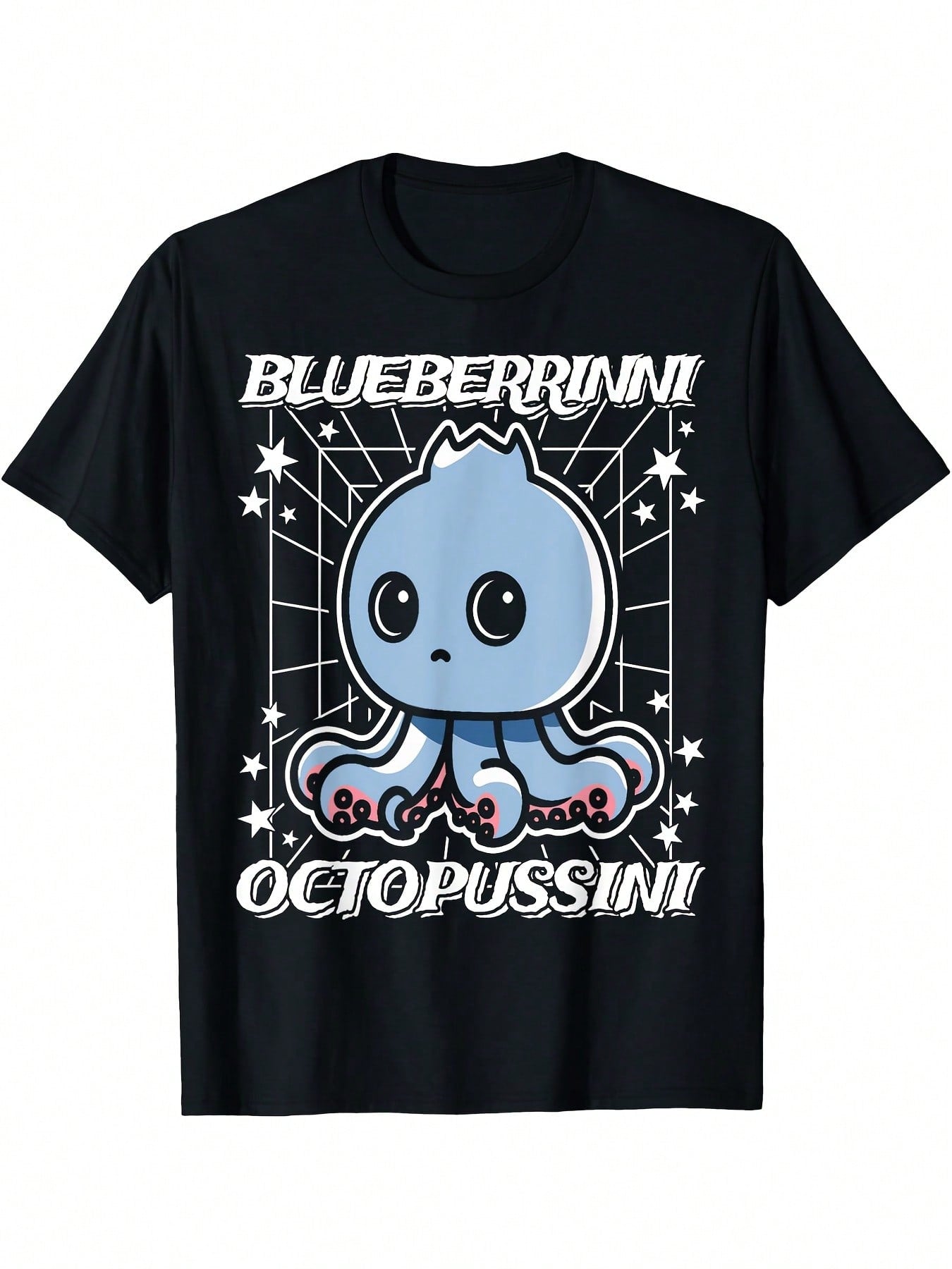 Blueberrinni-Octopussini Italian-Brainrot Blueberry Octopus Graphic T-Shirt - Casual Crew Neck, Short Sleeve, Regular Fit, All-Season Wear, Digital Print, Fun Novelty Design For Adults, Casual Wear Tee Playful Graphic Tee Durable Print Shirt,100% Pure Cot