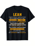 Leah Name T-Shirt - Bold Leah Text, Black With Yellow Accent - Funny & Inspirational Quotes - Casual Casual Attire - Machine Washable Digital Print Tee - BirthdayChristmas Gift For Leah - Women's & Men's Apparel, Bold Statement Shirt, Comfortable Round Ne