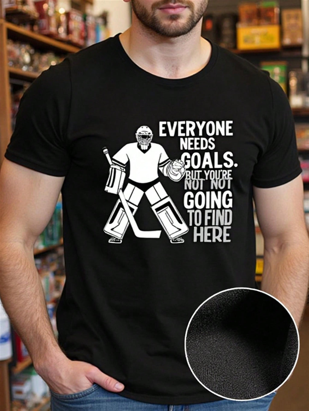 Men'S Hockey Goalie Graphic T-Shirt - Funny Goalie Saying Tee - Soft Breathable Cotton Shirt For Hockey Players & Fans - Regular Fit Casual Sports Apparel - BirthdayChristmas Gift For Goalies - Black Hockey Jersey Style Top, Fan Merchandise, Bold Print De