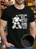 Men'S Hockey Goalie Graphic T-Shirt - Funny Goalie Saying Tee - Soft Breathable Cotton Shirt For Hockey Players & Fans - Regular Fit Casual Sports Apparel - BirthdayChristmas Gift For Goalies - Black Hockey Jersey Style Top, Fan Merchandise, Bold Print De