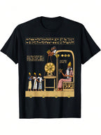 Anunnaki Alien Sumerian Gods Ancient Babylonian Graphic T-Shirt - Black Casual Short Sleeve Tee With Golden & White Mythical Design, Regular Fit Round Neck, All-Season Comfort For Adults, Mythical Clothing Mythical Print Shirt Durable Print Shirt, T Shirt