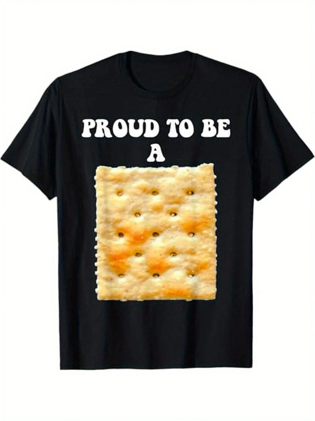 Proud To Be A Cracker Humorous T-Shirt - 100% Cotton, Black With Saltine Design, Short Sleeve, Crew Neck - Ideal For Halloween, Thanksgiving, Christmas - Fun Gift For Boyfriend, Girlfriend, Family, Cute T Shirts,100% Pure Cotton Short Sleeved Shirt, Essen