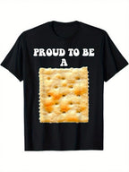 Proud To Be A Cracker Humorous T-Shirt - 100% Cotton, Black With Saltine Design, Short Sleeve, Crew Neck - Ideal For Halloween, Thanksgiving, Christmas - Fun Gift For Boyfriend, Girlfriend, Family, Cute T Shirts,100% Pure Cotton Short Sleeved Shirt, Essen
