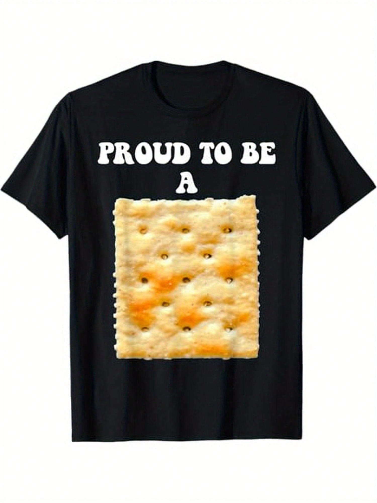 Proud To Be A Cracker Humorous T-Shirt - 100% Cotton, Black With Saltine Design, Short Sleeve, Crew Neck - Ideal For Halloween, Thanksgiving, Christmas - Fun Gift For Boyfriend, Girlfriend, Family, Cute T Shirts,100% Pure Cotton Short Sleeved Shirt, Essen