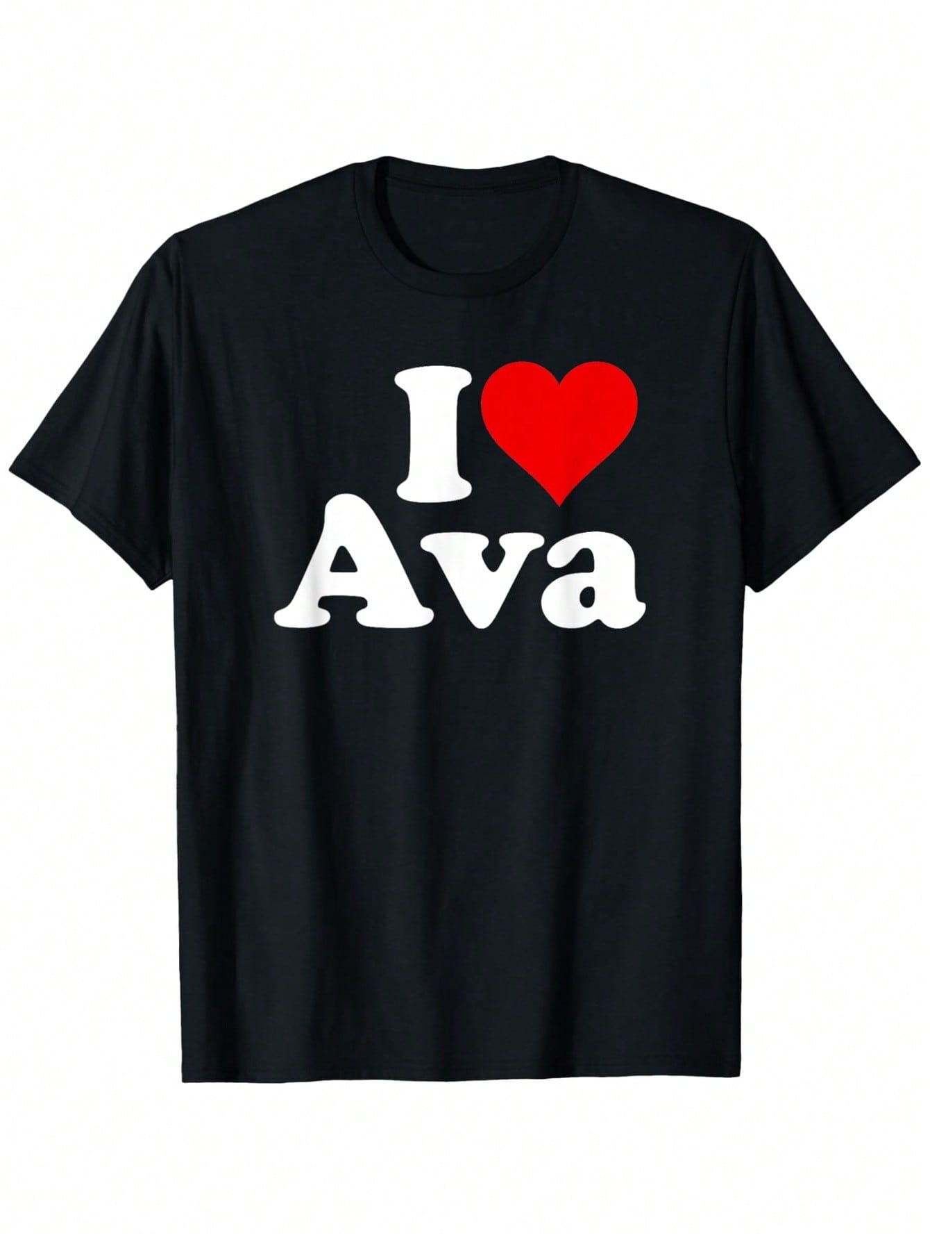 I LOVE HEART AVA T-Shirt, Mens Clothes, Mens T Shirts 100%Cotton, S-XXXL,100% Pure Cotton Short Sleeved Shirt, Essential For Summer And Spring, Loose Casual Round Neck, Men's Letter Printed T-Shirt