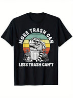 Funny More Trash Can Less Trash Can't Raccoon & Possum Graphic T-Shirt For Men - 100% Cotton Relaxed Fit Casual Tee With Retro Stripes, S-XXXL Sizes, Machine Washable, Allseason Apparel, Playful Design, Durable Print,100% Pure Cotton Short Sleeved Shirt,