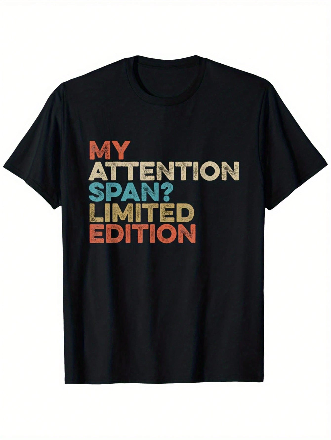 Funny ADHD Humor, ADHD Awareness Message, Vintage Novelty T-Shirt, Mens Clothes, Mens T Shirts 100%Cotton, S-XXXL,100% Pure Cotton Short Sleeved Shirt, Essential For Summer And Spring, Loose Casual Round Neck, Men's Letter Printed T-Shirt